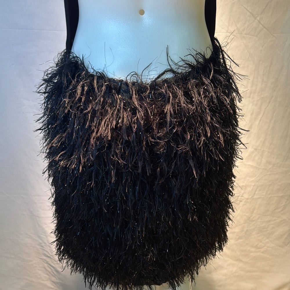 SZ 14 Black Halter Feather Dress - Picture 5 of 12